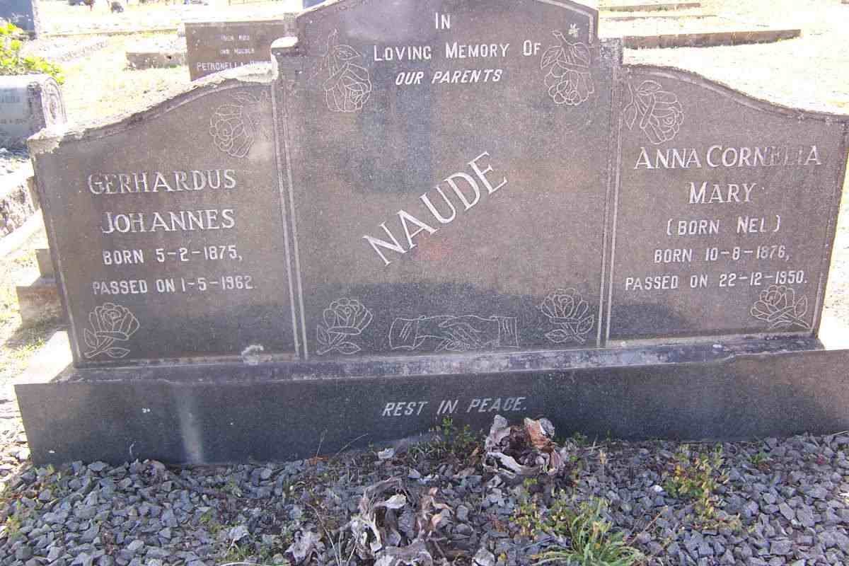 NAUDE Gerhardus Johannes 1875-1962 &amp; Anna Cornelia Mary NEL 1876-1950