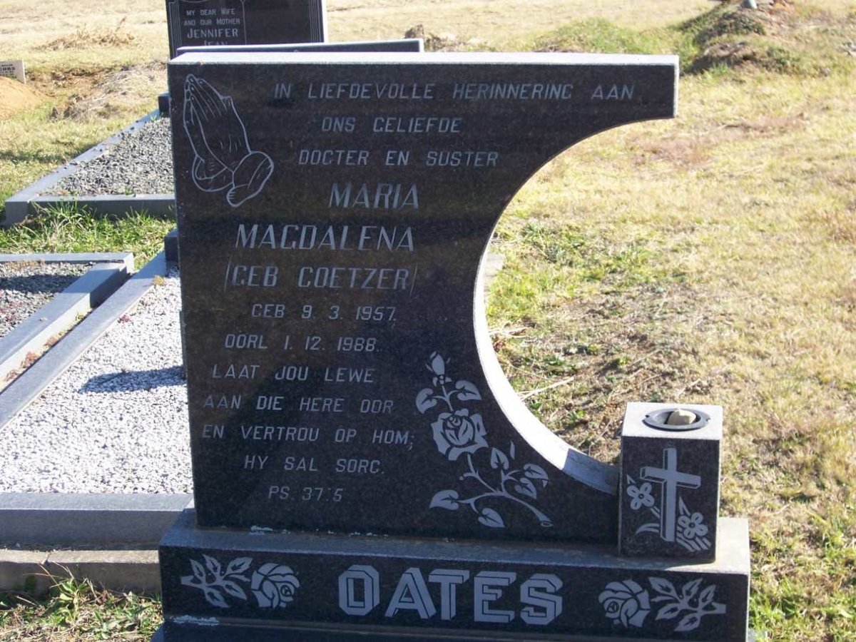 OATES Maria Magdalena nee COETZER 1957-1988