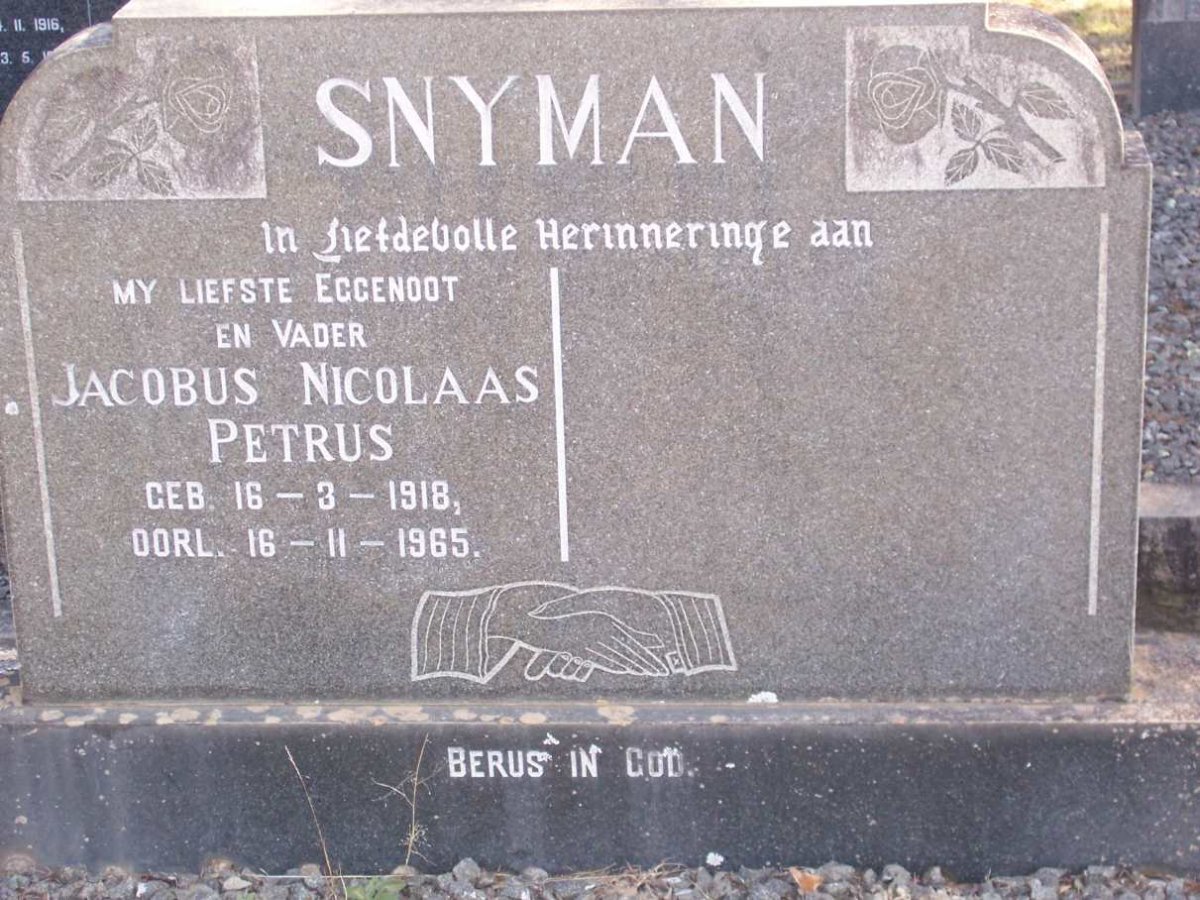 SNYMAN Jacobus Nicolaas Petrus 1918-1965