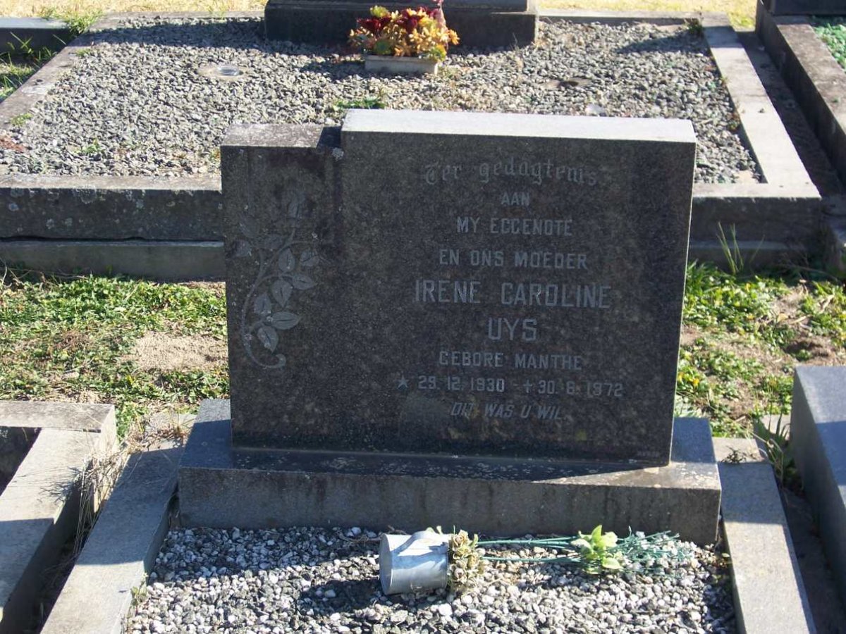UYS Irene Caroline nee MANTHE 1930-1972
