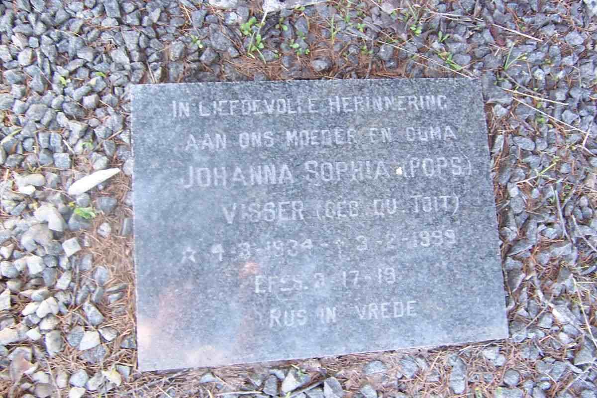 VISSER Johanna Sophia nee DU TOIT 1934-1999