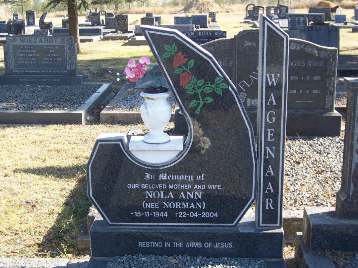WAGENAAR Nola Ann nee NORMAN 1944-2004