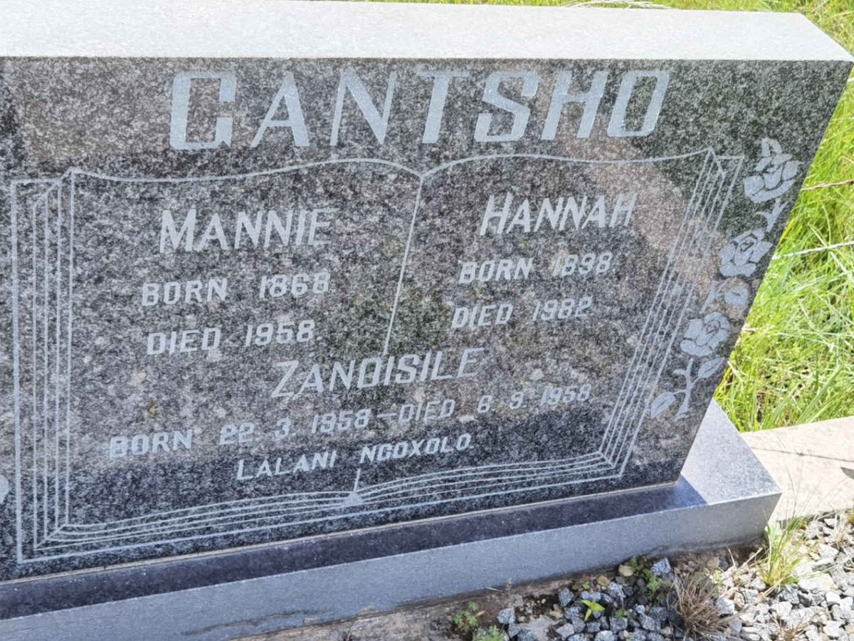 GANTSHO Mannie 1868-1958 :: GANTSHO Hannah 1898-1982 :: GANTSHO Zandisile 1958-1958