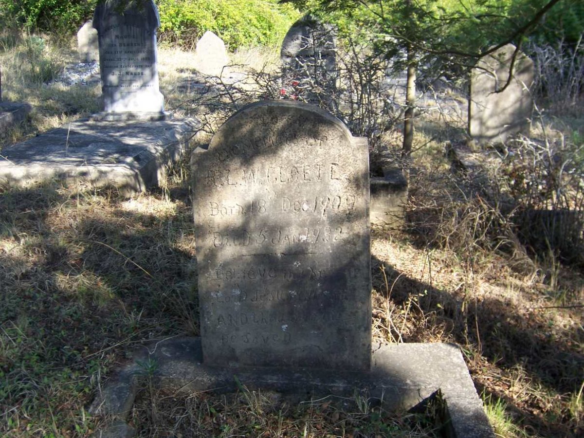 CLOETE R.L.W. 1909-1932