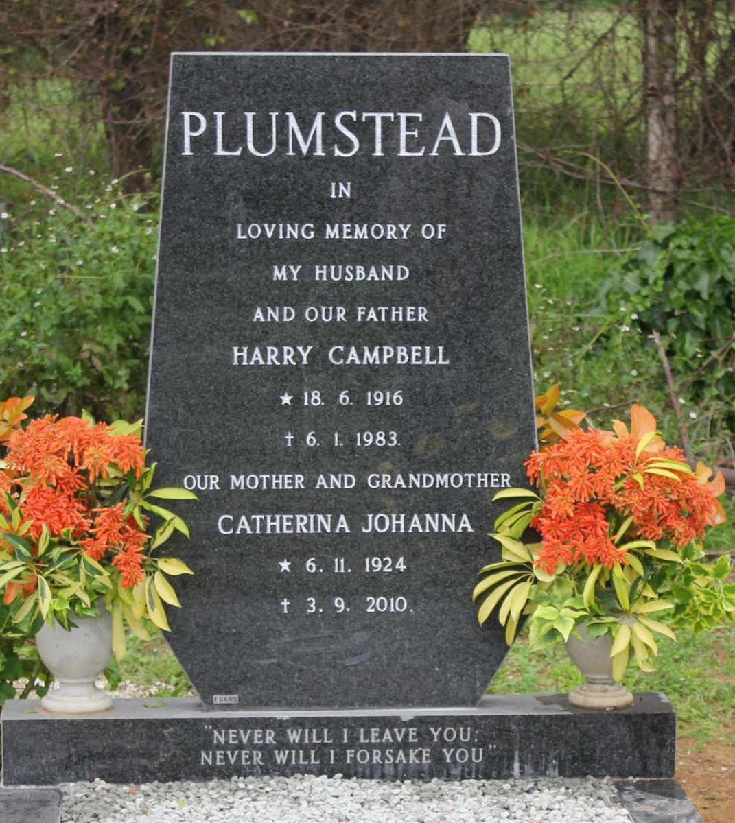 PLUMSTEAD Harry Campbell 1916-1983 &amp; Catherina Johanna 1924-2010