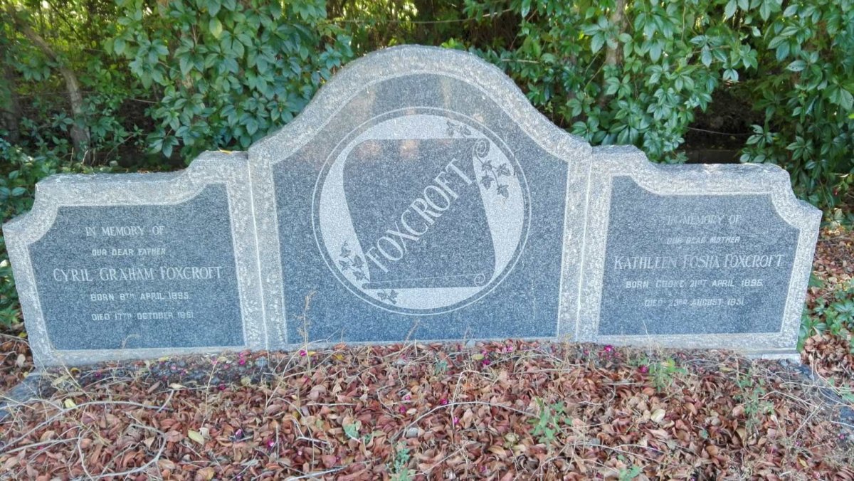 FOXCROFT Cyril Graham 1895-1951 &amp; Kathleen Fosha COOKE 1896-1951