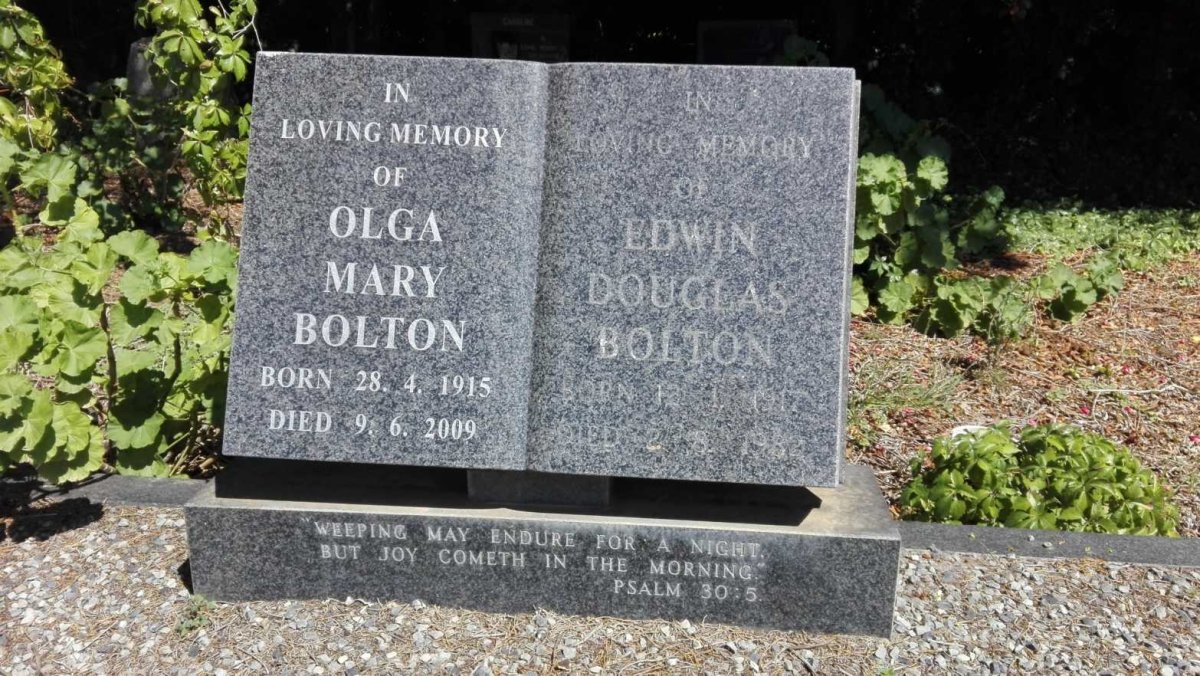 BOLTON Edwin Douglas 1917-1982 &amp; Olga Mary 1915-2009