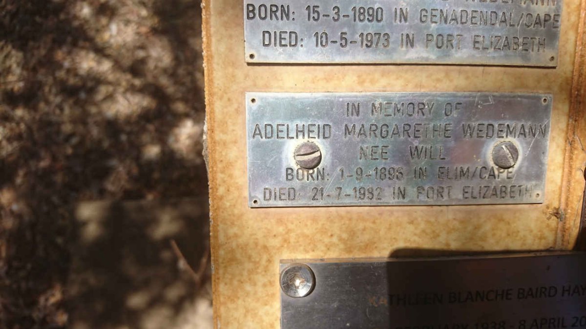 WEDEMANN Adelheid Margarethe nee WILL 1896-1982