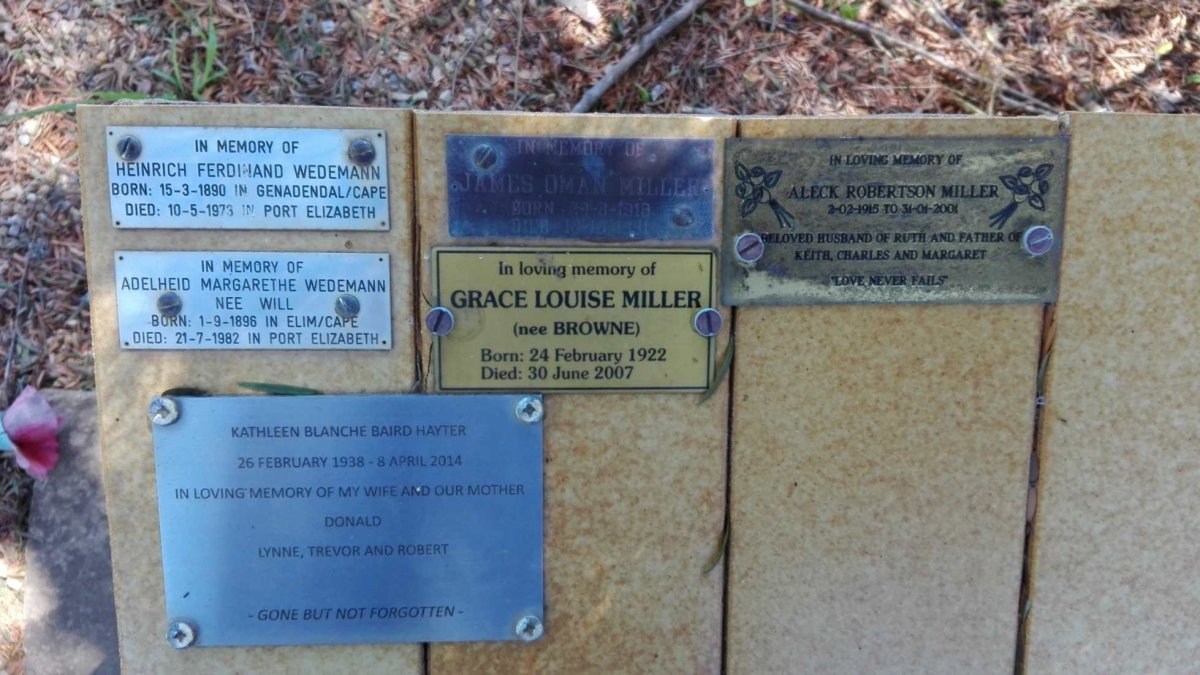 MILLER Grace Louise nee BROWNE 1922-2007 :: MILLER Aleck Robertson 1915-2001