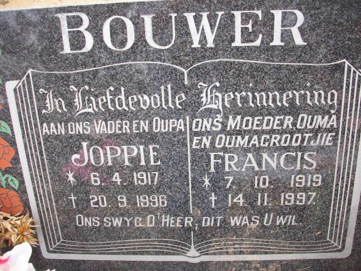 BOUWER Joppie 1917-1996 &amp; Francis 1919-1997