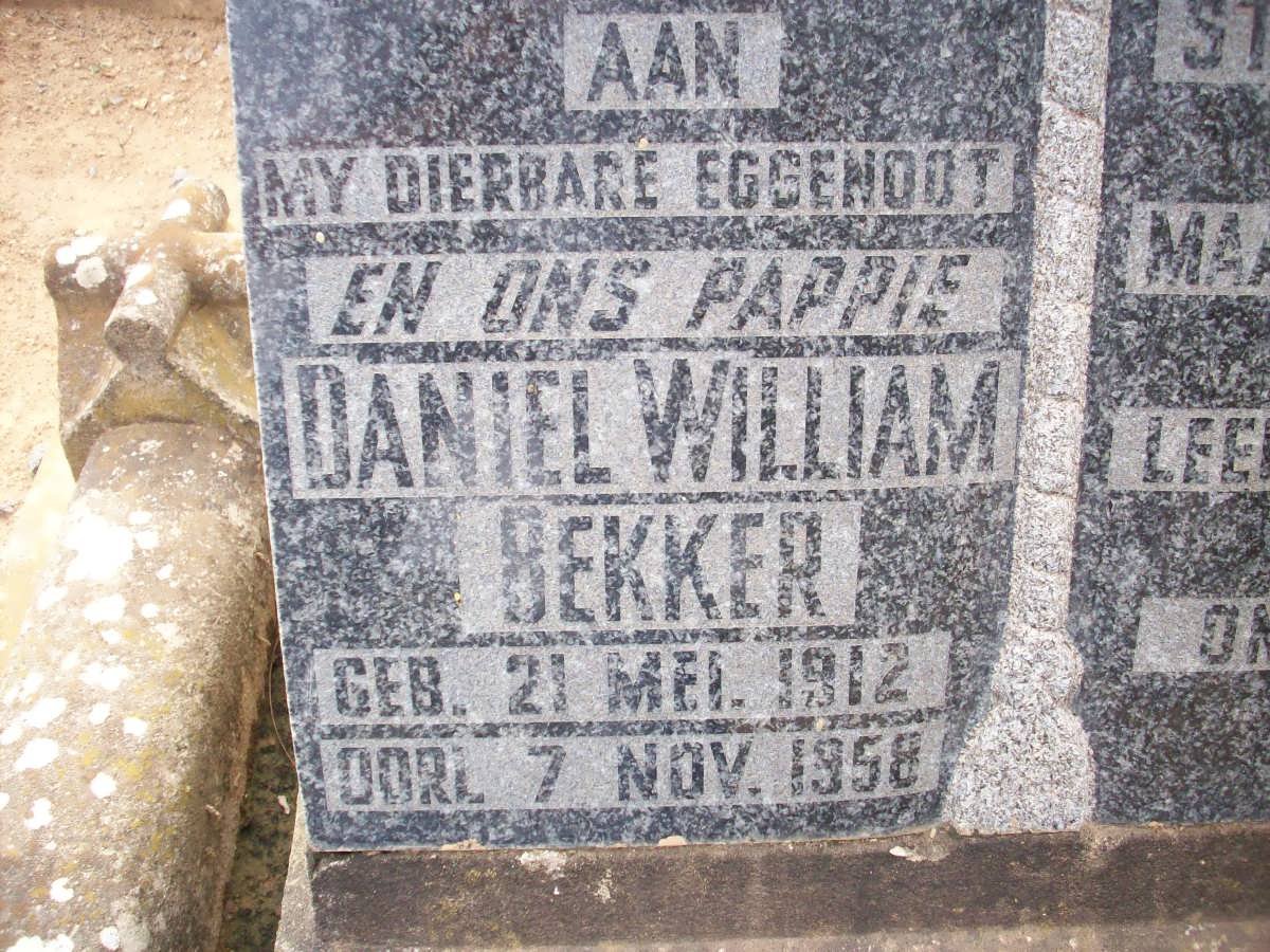 BEKKER Daniel William 1912-1958