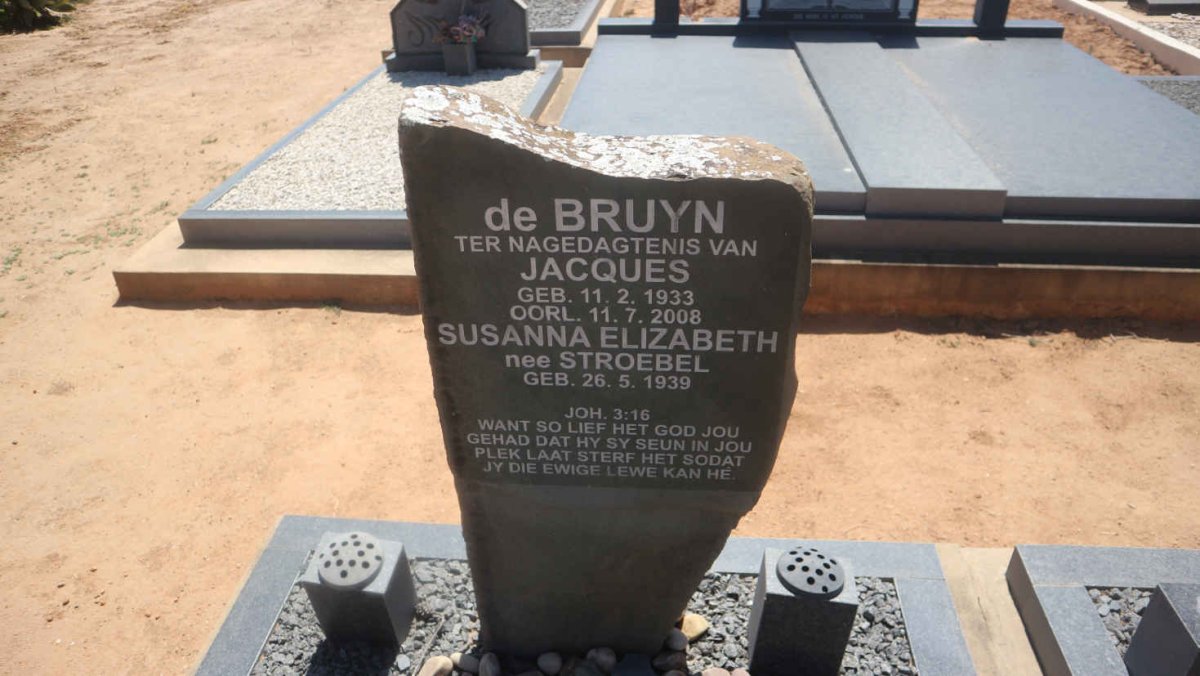 BRUYN Jacques, de 1933-2008 &amp; Susanna Elizabeth STROEBEL 1939-