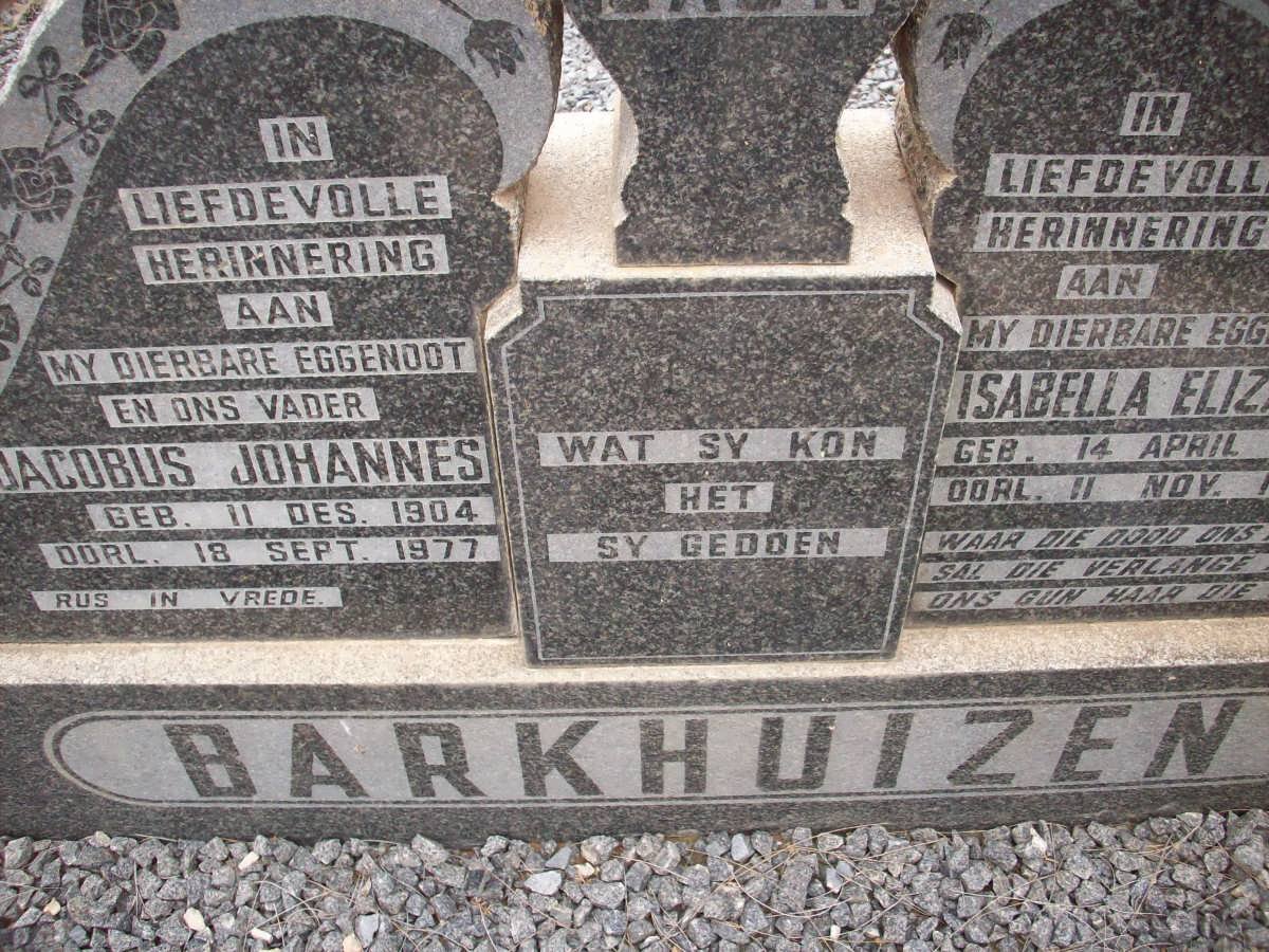 BARKHUIZEN Jacobus Johannes 1904-1977 &amp; Isabella Elizabeth 1907-1962