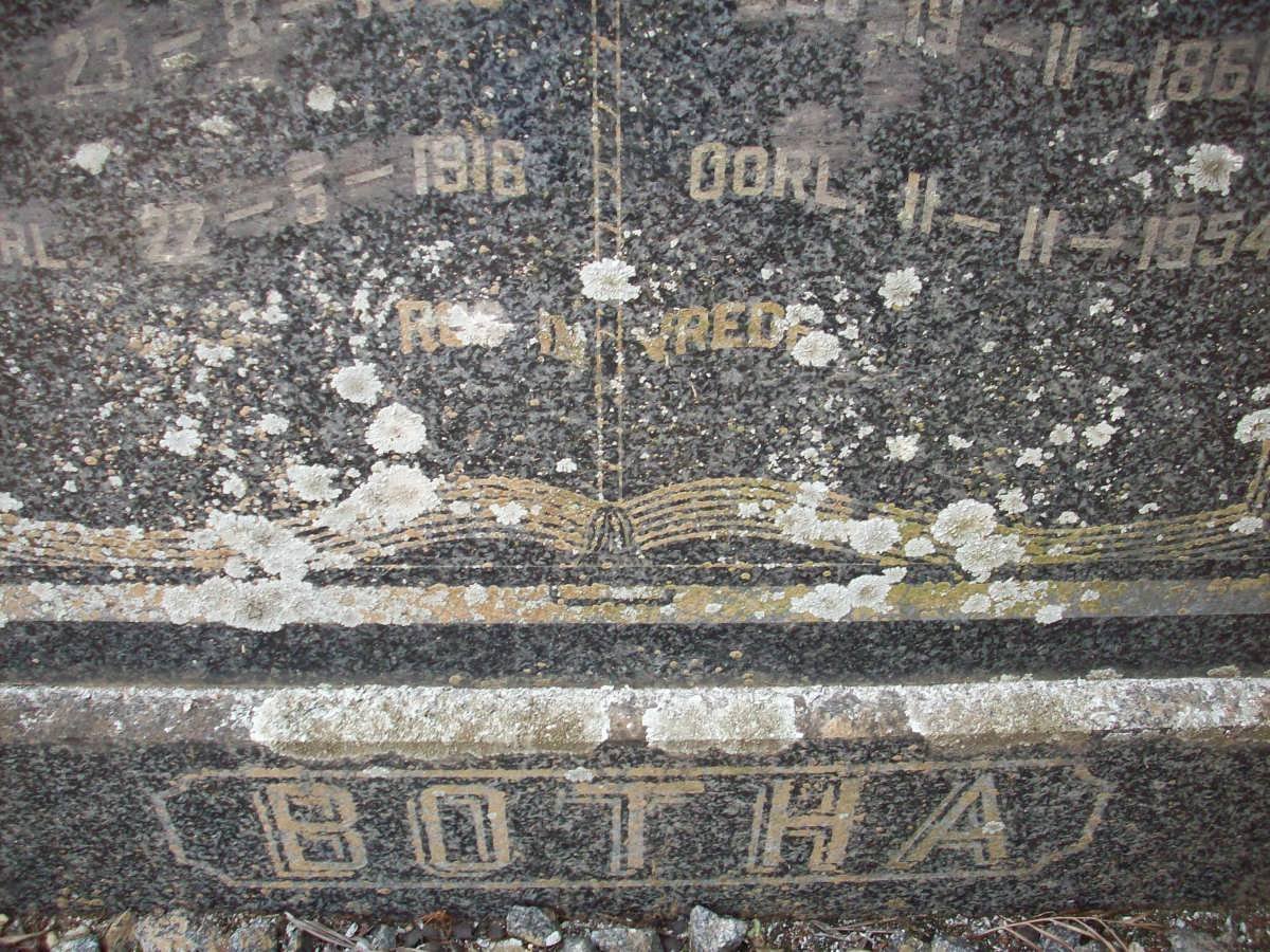 BOTHA Theunis J. 1858-1916 &amp; Hester M.D. BOTHA 1866-1954