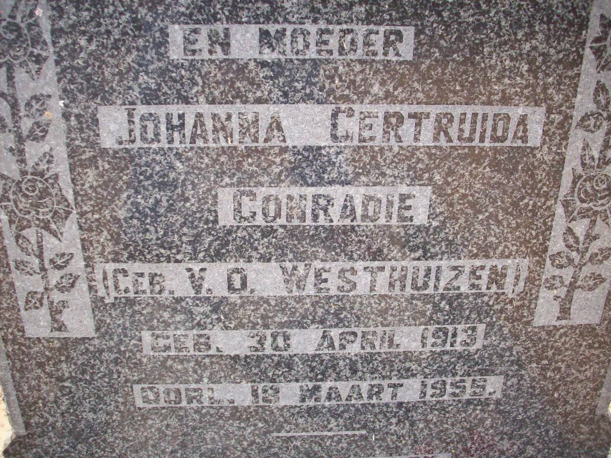 CONRADIE Johanna Gertruida nee V.D.WESTHUIZEN 1913-1955