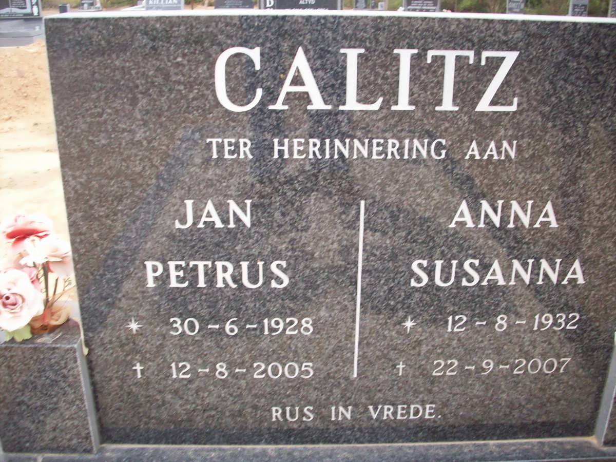 CALITZ Jan Petrus 1928-2005 &amp; Anna Susanna 1932-2007