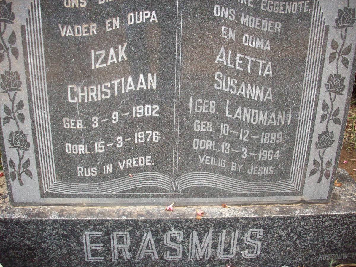 ERASMUS Izak Christiaan 1902-1976 &amp; Aletta Susanna LANDMAN 1899-1964