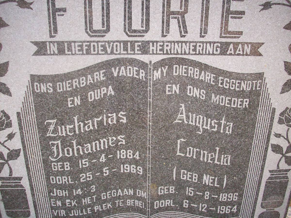 FOURIE Zucharias Johannes 1884-1969 &amp; Augusta Cornelia NEL 1896-1964