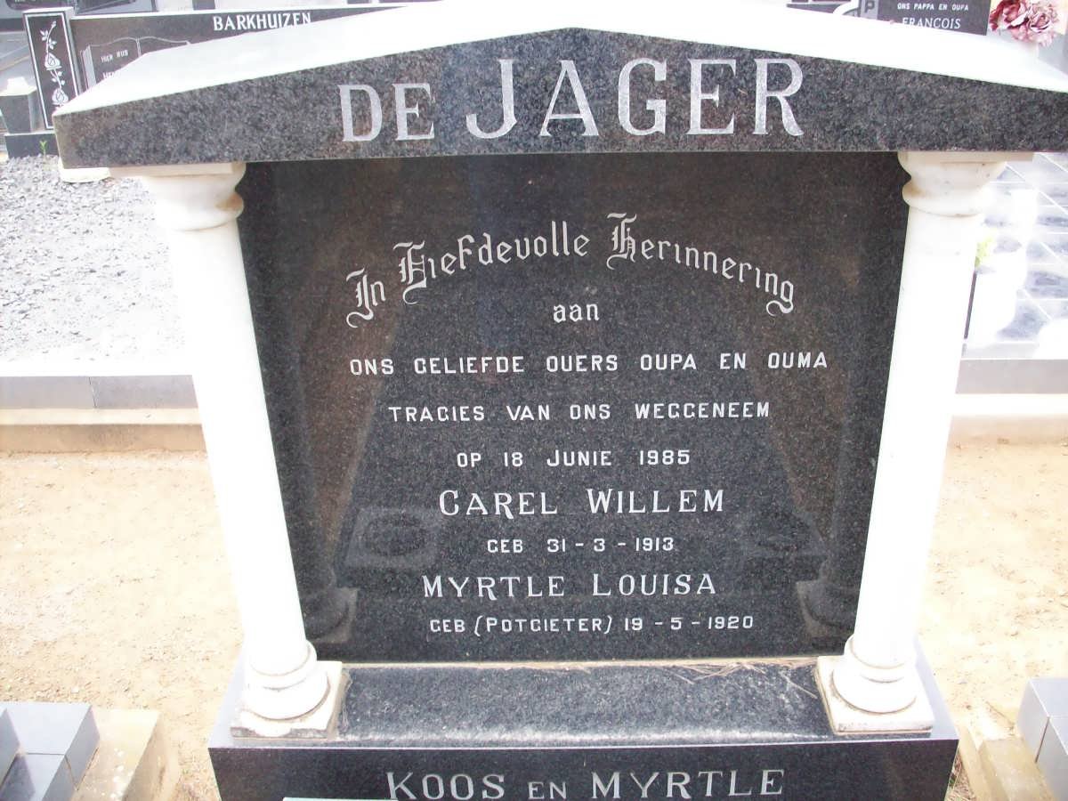JAGER Carel Willem, de 1913-1985 &amp; Myrtle Louisa POTGIETER 1920-1985