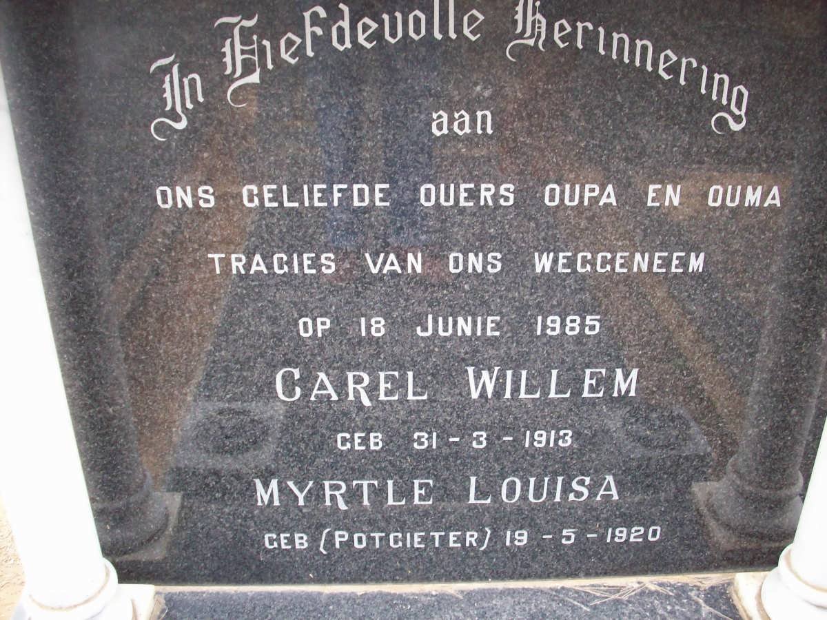 JAGER Carel Willem, de 1913-1985 &amp; Myrtle Louisa POTGIETER 1920-1985