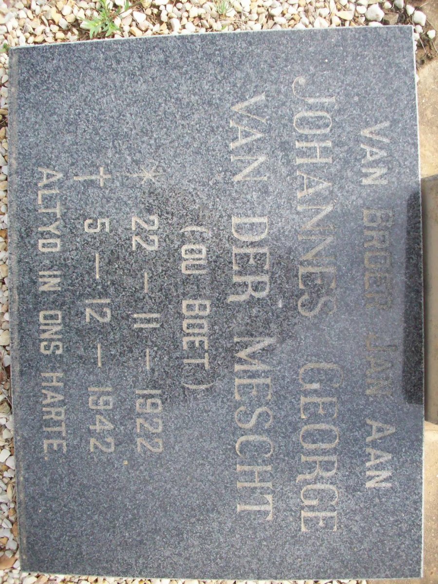 MESCHT Johannes George, van der 1922-1942