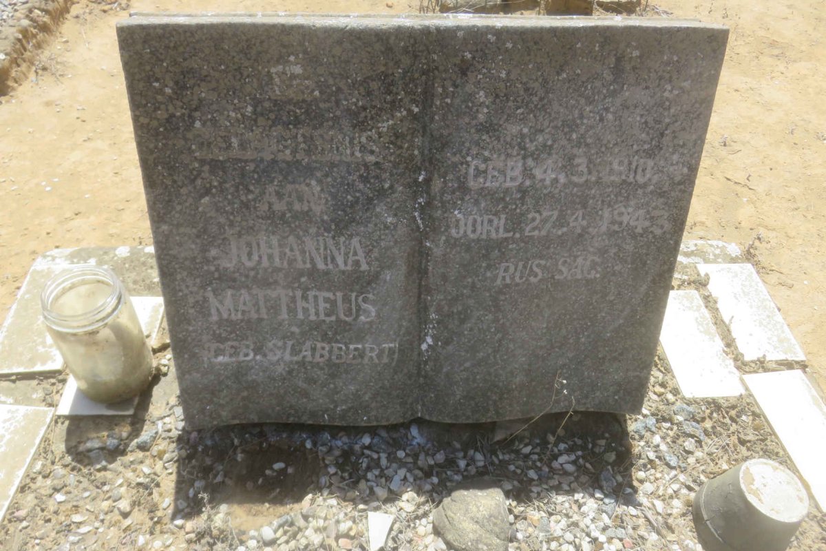 MATTHEUS Johanna nee SLABBERT 1910-1943