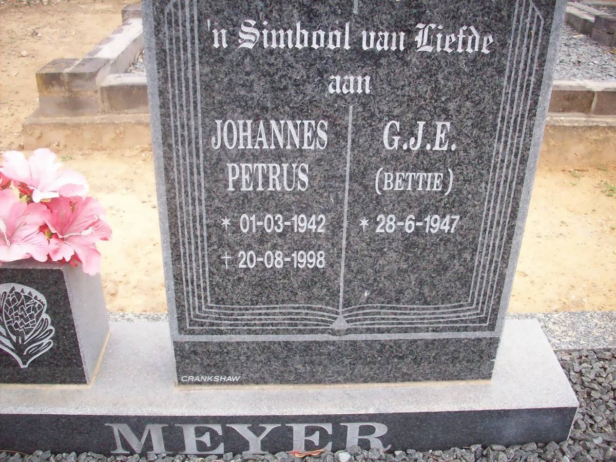 MEYER Johannes Petrus 1942-1998 &amp; G.J.E. 1947-