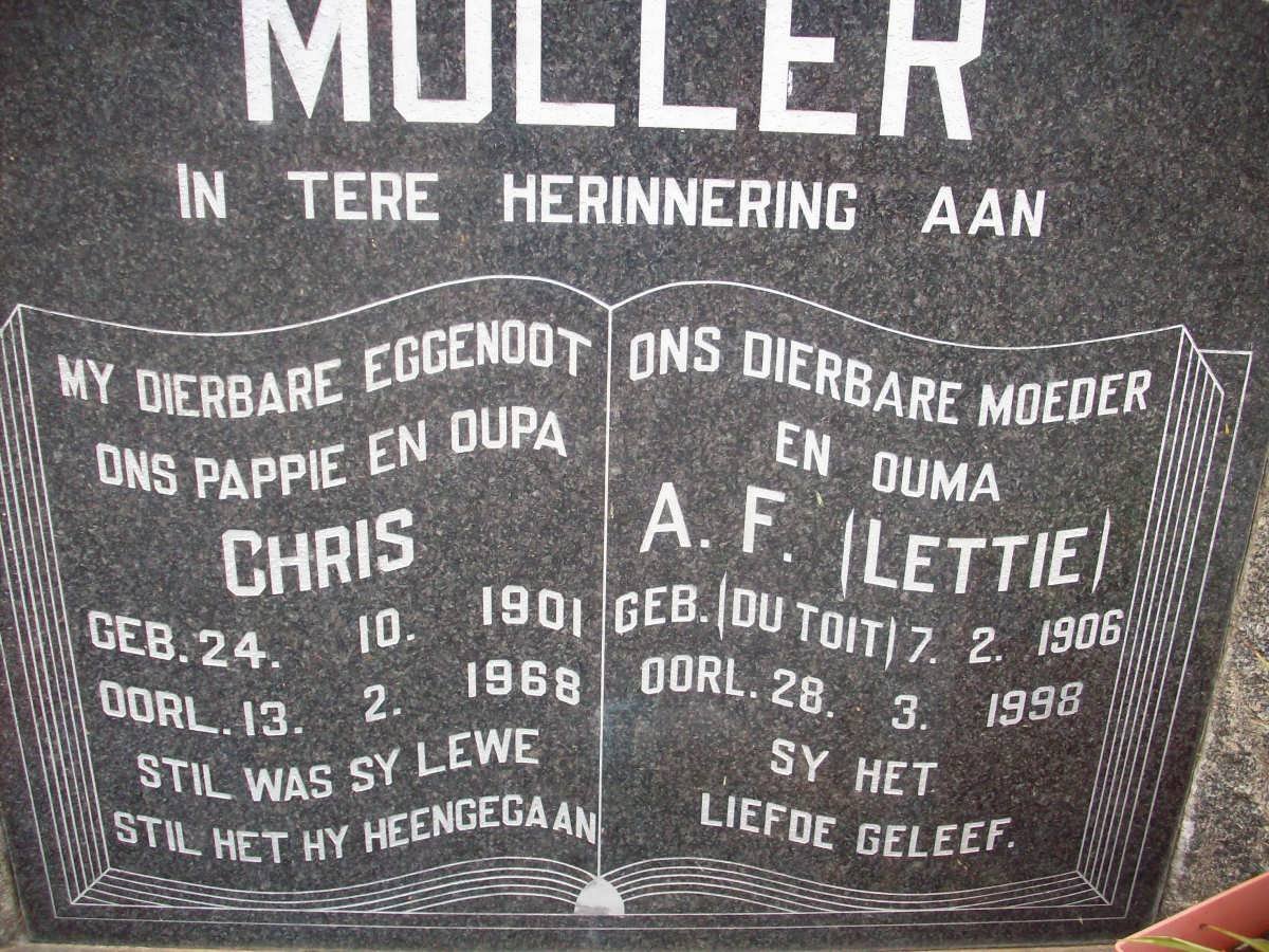 MULLER Chris 1901-1968 &amp; A.F. DU TOIT 1906-1998