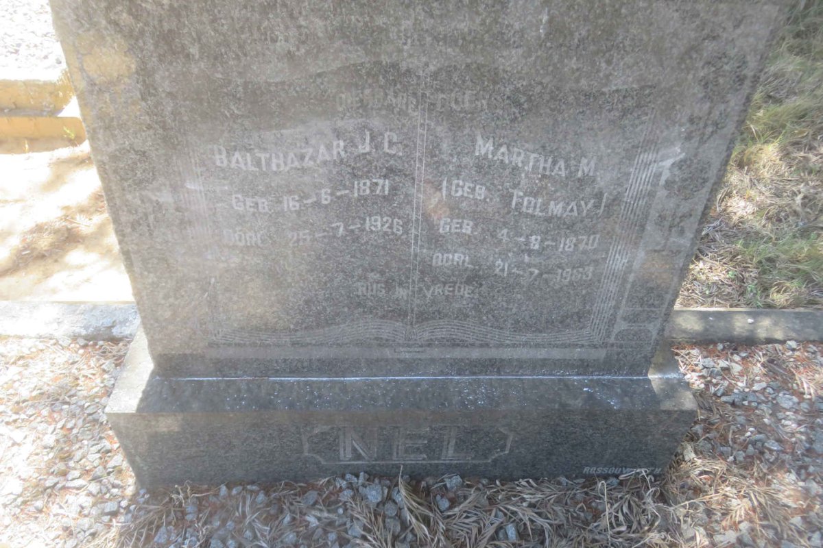 NEL Balthazar J.C. 1871-1926 &amp; Martha M. TOLMAY 1870-1963