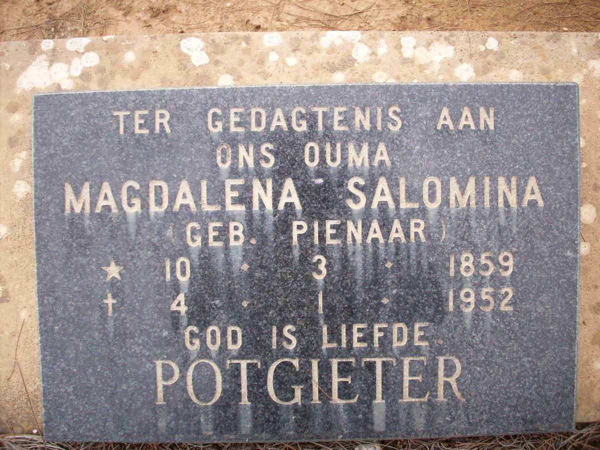 POTGIETER Magdalena Salomina nee PIENAAR 1859-1952