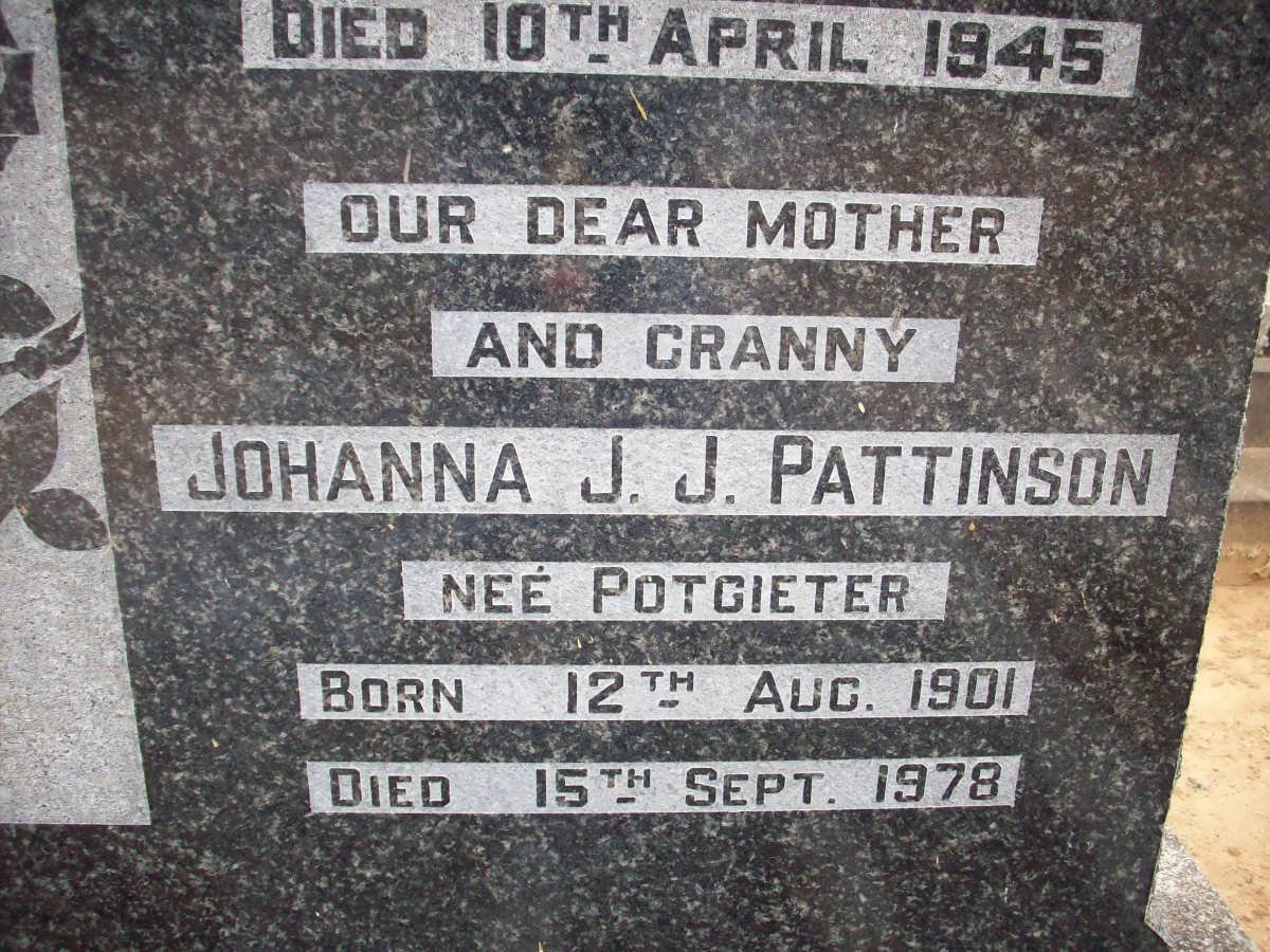 PATTINSON Johanna J.J. nee POTGIETER 1901-1978