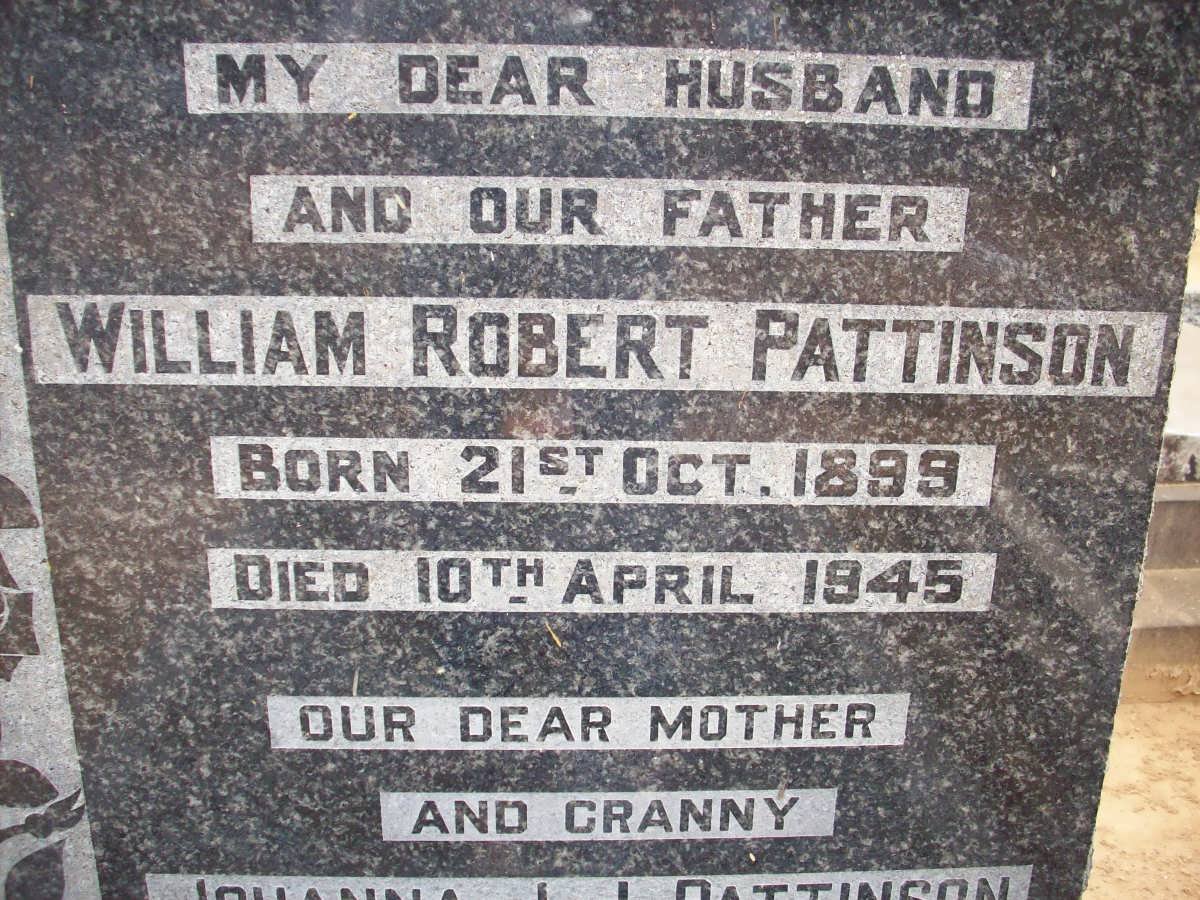 PATTINSON William Robert 1899-1945 &amp; Johanna J.J. POTGIETER 1901-1978