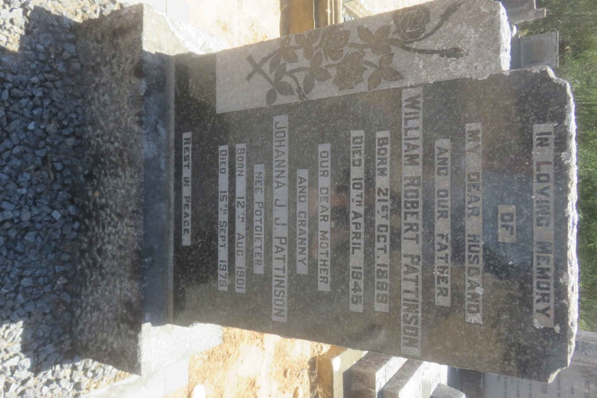 PATTINSON William Robert 1899-1945 &amp; Johanna J.J. POTGIETER 1901-1978