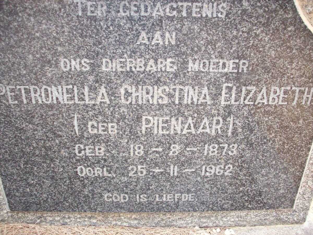PIENAAR Petronella Christina Elizabeth nee PIENAAR 1873-1962