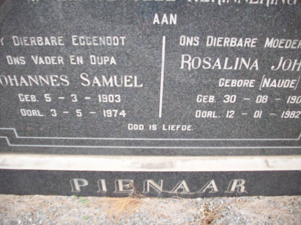 PIENAAR Johannes Samuel 1903-1974 &amp; Rosalina Johanna NAUDE 1904-1982