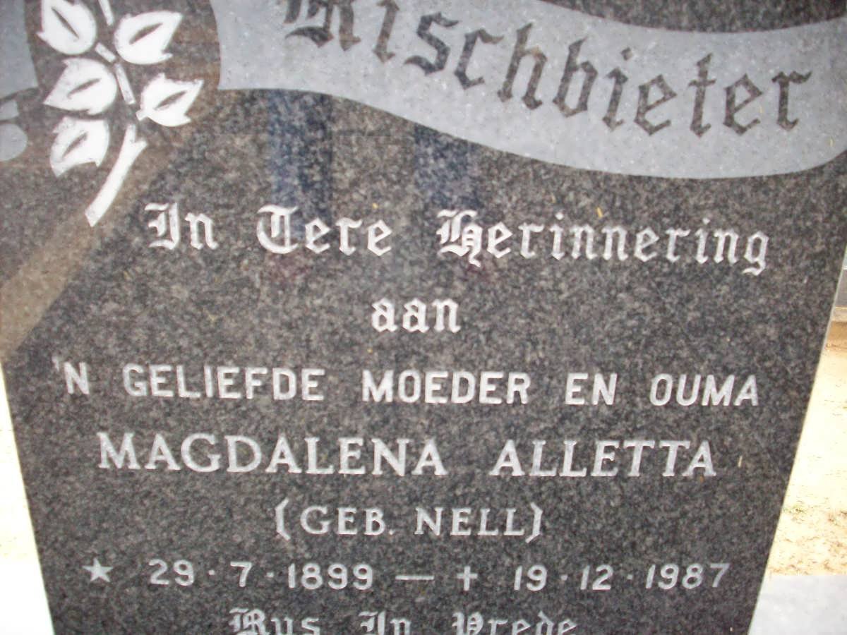 RISCHBIETER Magdalena Alletta nee NELL 1899-1987