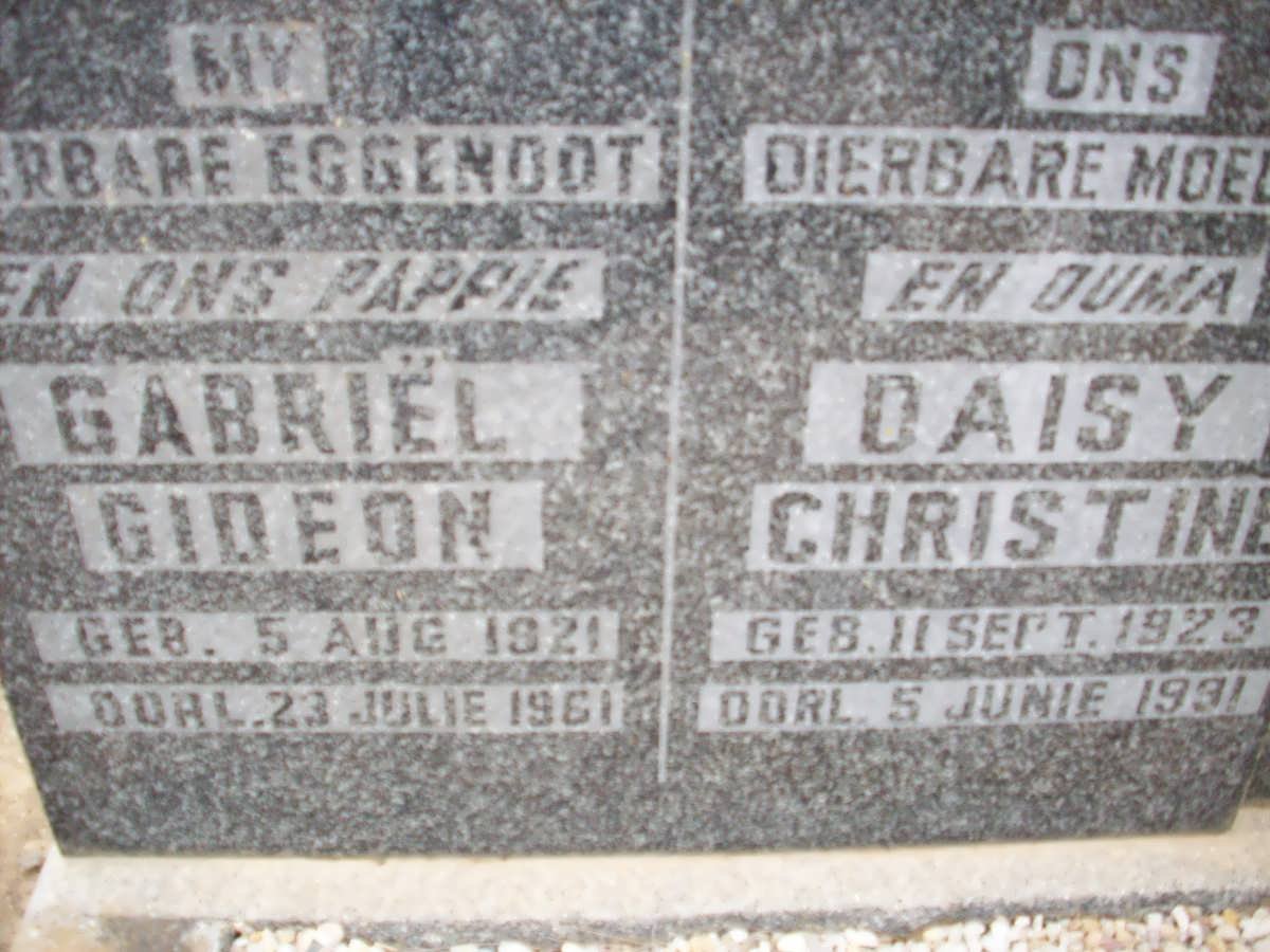 ROSSOUW Gabriel Gideon 1921-1961 &amp; Daisy Christine 1923-1991