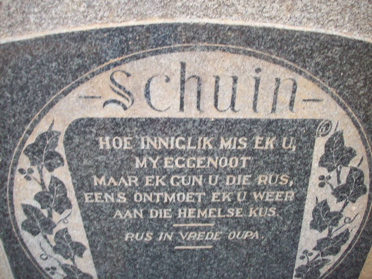 SCHUIN Hendrik Jacobus 1891-1950 &amp; Gezina Maria VAN DER WESTHUIZEN 1892-1960