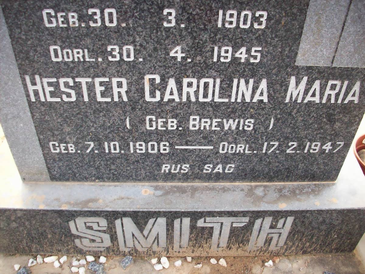 SMITH Frederick Antonie 1903-1945 &amp; Hester Carolina Maria BREWIS 1906-1947