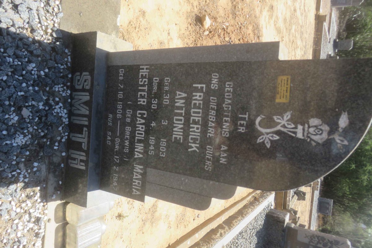 SMITH Frederick Antonie 1903-1945 &amp; Hester Carolina Maria BREWIS 1906-1947 :: SMITH Francois Brewis 1940-2008