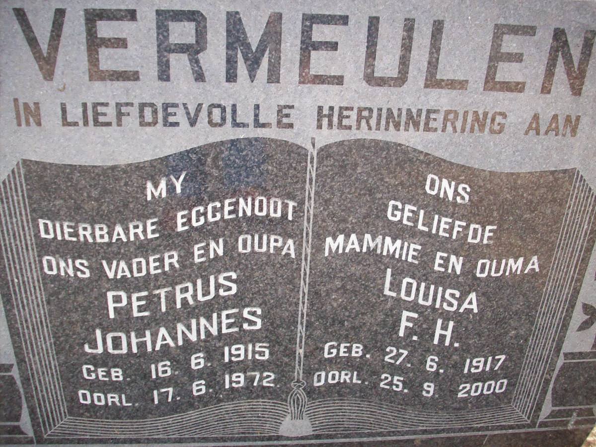 VERMEULEN Petrus Johannes 1915-1972 &amp; Louisa F.H. 1917-2000