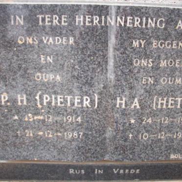 VILJOEN P.H. 1914-1987 &amp; H.A. 1916-1985