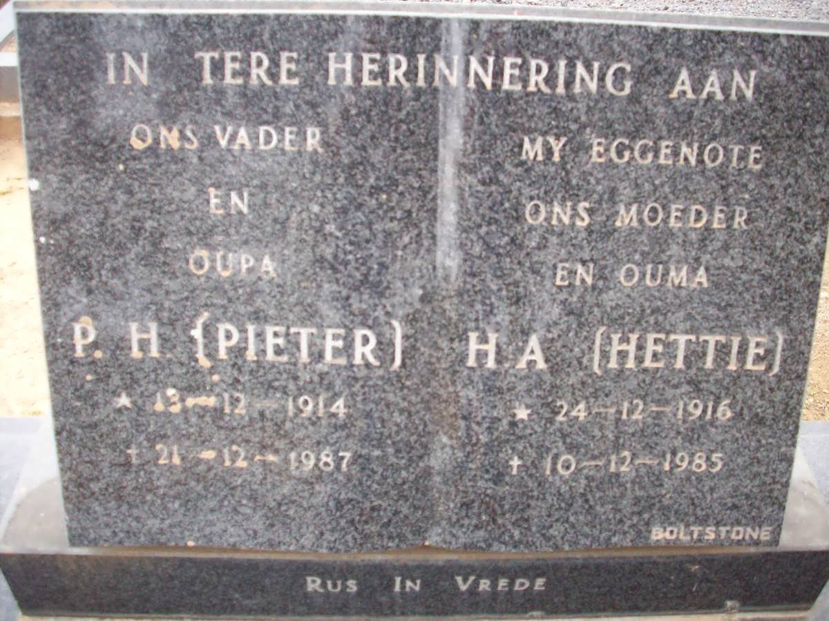 VILJOEN P.H. 1914-1987 &amp; H.A. 1916-1985