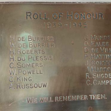 5. WWII Roll of Honour 1939-1945