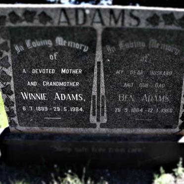 ADAMS Ben 1884-1960 &amp; Winnie 1889-1984
