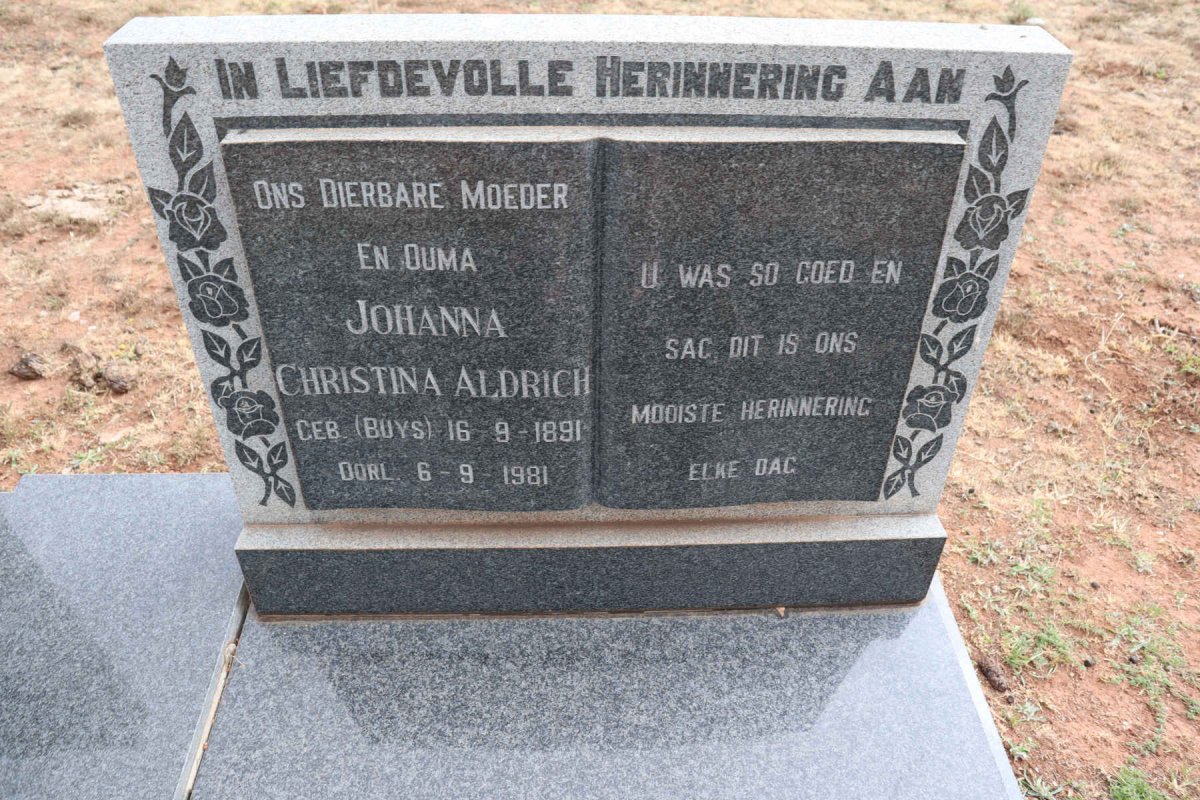 ALDRICH Francis Patinger 1884-1968 & Johanna Christina BUYS 1891-1981_2