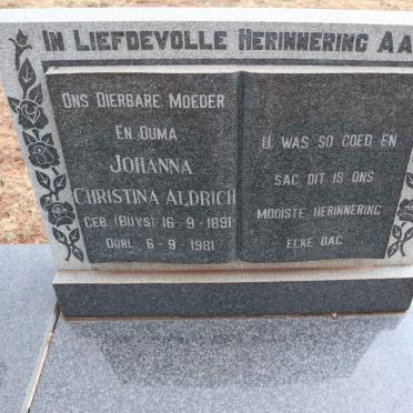 ALDRICH Francis Patinger 1884-1968 & Johanna Christina BUYS 1891-1981_2