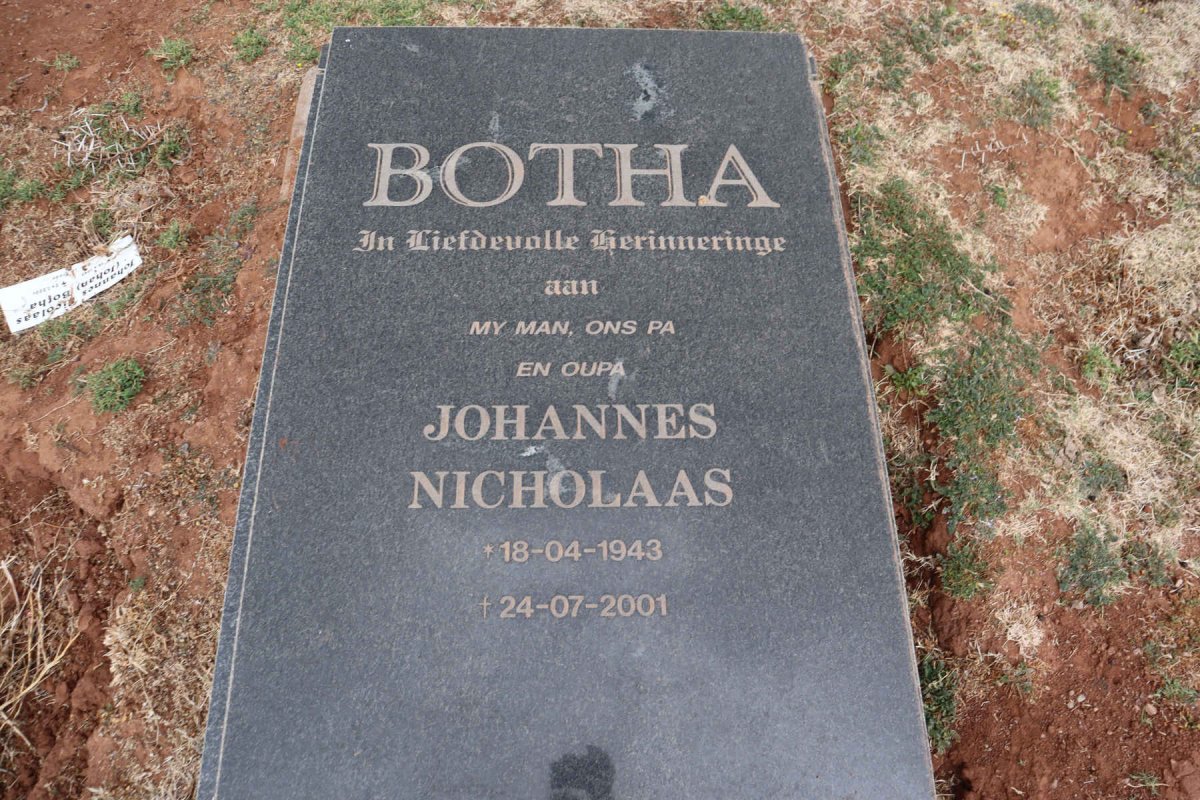 BOTHA Johannes Nicholaas 1943-2001