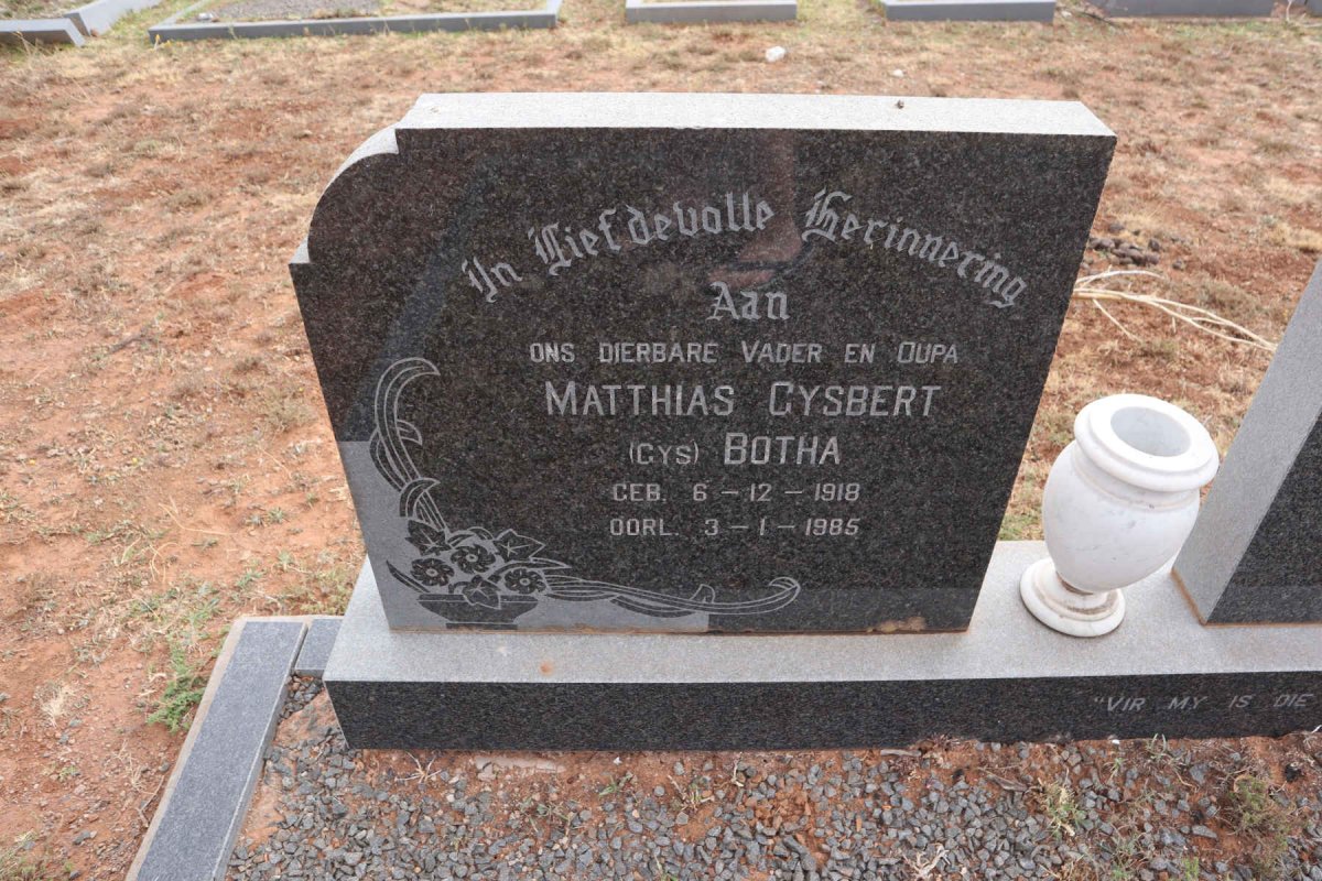 BOTHA Matthias Gysbert 1918-1985 & Hendrina Jacomina 1917-1977 :: PLESSIS Sandra, du 1948-1977_1