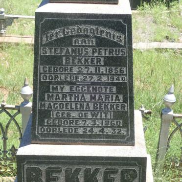 BEKKER Stefanus Petrus 1856-1940 &amp; Martha Maria Magdelena DE WIT 1860-1932